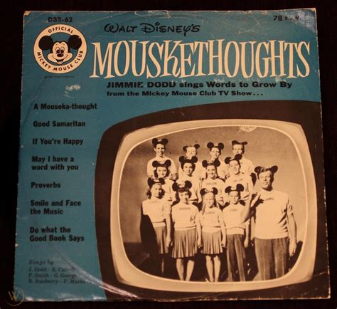 1956 Walt Disney Mouskethoughts Record Dbr62 Am Par Mouseketeers Jimmie Dodd 1913098201