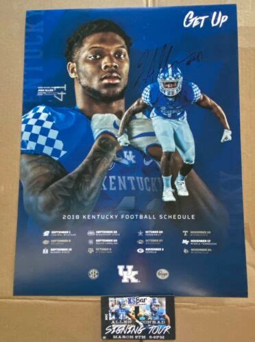 Kentucky Wildcats Schedule Poster Josh Allen Signed 2018 Authentic Uk