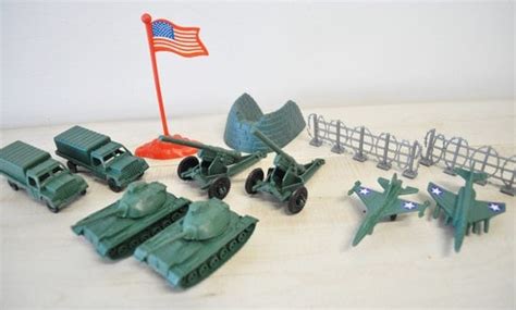 Vintage Army Green Plastic Army Toystrucks Tanks Airplanes