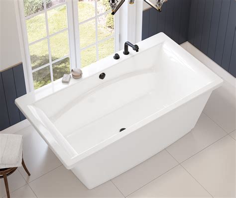 Optik 6636 F Acrylic Freestanding Center Drain Bathtub In White With White Skirt Bath Maax En