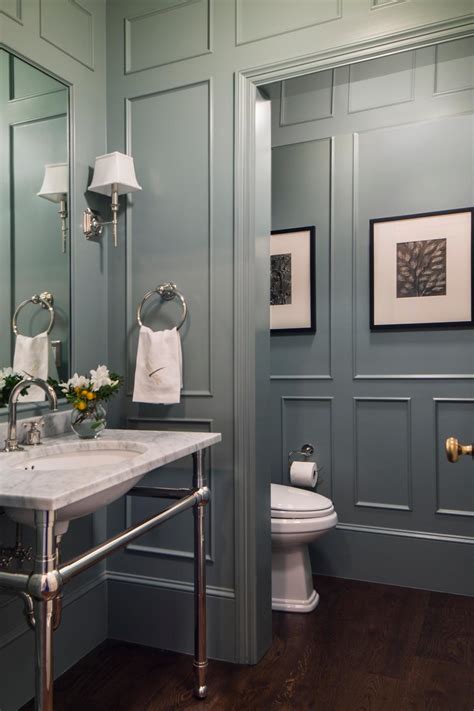 Blue Traditional Powder Room With Molding Hgtv