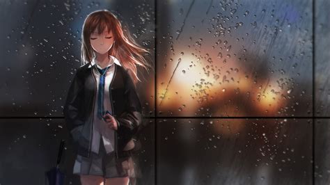 Anime Girls Rain Anime Schoolgirls Wallpapers Hd Desktop And