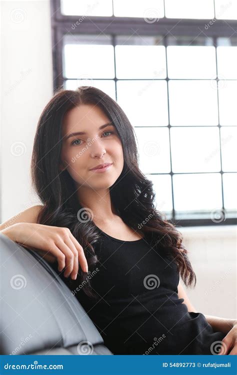 Beautiful Girl Stock Image Image Of Lovely Home Couch 54892773