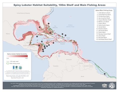 Spiny Lobster Habitat Suitability 100m Shelf And Main Fishing Areas