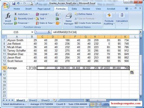 Microsoft Excel Formulas Tab Tutorial Learn Ms Excel 2007 It Online