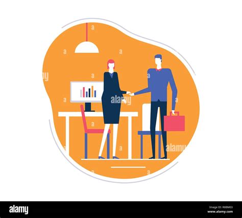 Job Interview Flat Design Style Colorful Illustration Stock Vector