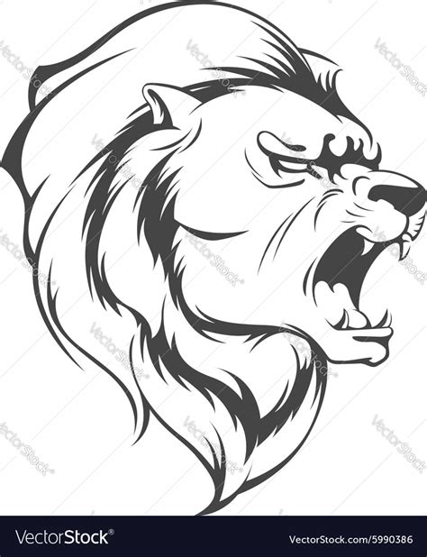 Lion Roaring Silhouette Royalty Free Vector Image
