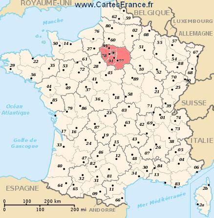 Paris et tous les départements d' îledefrance sont au rouge au vue de la situation épidémiologique de la région. ILE-DE-FRANCE : Carte, plan, villes de la région Île-de-France
