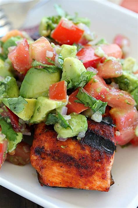 Spicy Grilled Salmon With Avocado Salsa Yummy Healthy Easy