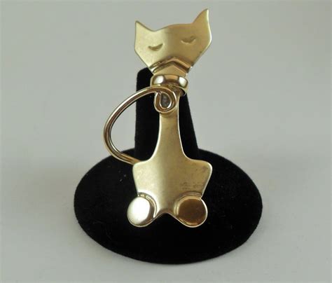 Ajc Modernist Gold Cat Brooch Americanjewelrycompany Cat Brooch