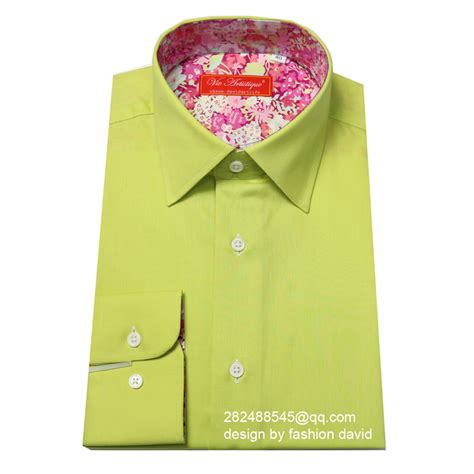 Mans Apple Green Plain Shirt Design Flower Cotton With Contrast Collar