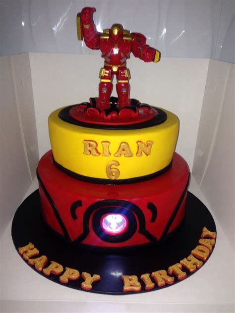 I laid it on the cake and poked holes through with a toothpick at all the main points of the mask to outline it. Ironman cake with touch light. (With images) | Iron man ...