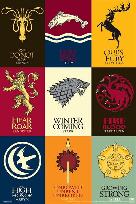 Game Of Thrones House Sigils Cool Wall Decor Art Print Poster 12x18