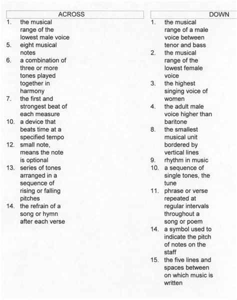 Once you solve the puzzle, the remaining letters will spell the name of a famous song from the 1980s. Music Crossword Puzzle
