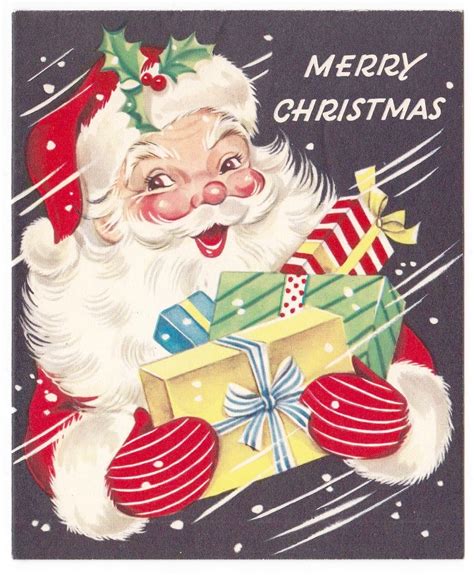 Vintage Santa Retro Santa Merry Christmas Santa In Snowstorm