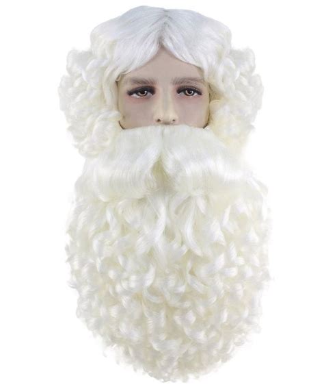 Professional Santa Wig And Full Beard Set White Merry Christmas Wig