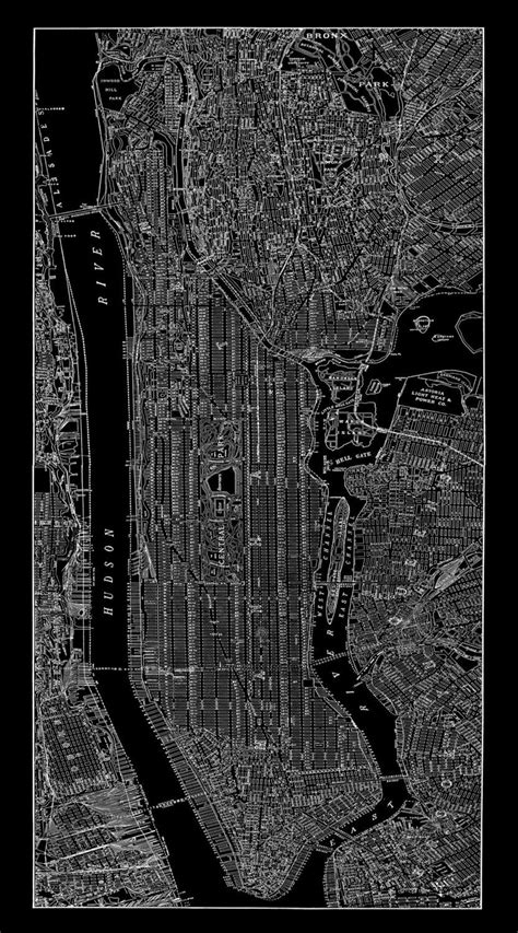 1938 New York City Manhattan Street Map Vintage 18x36 Black Print