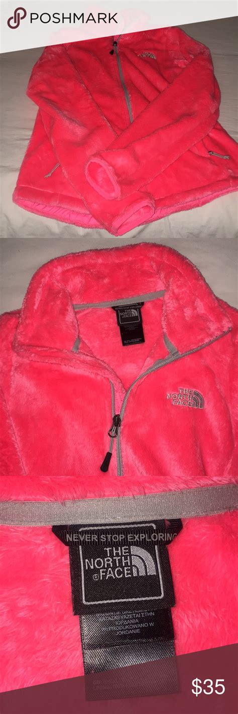 neon pink fuzzy the north face fleece jacket north face fleece jacket north face fleece pink