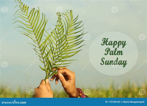 Palm Sunday Quote Happy Palm Sunday With Fern Or Palm Leaf In Hands