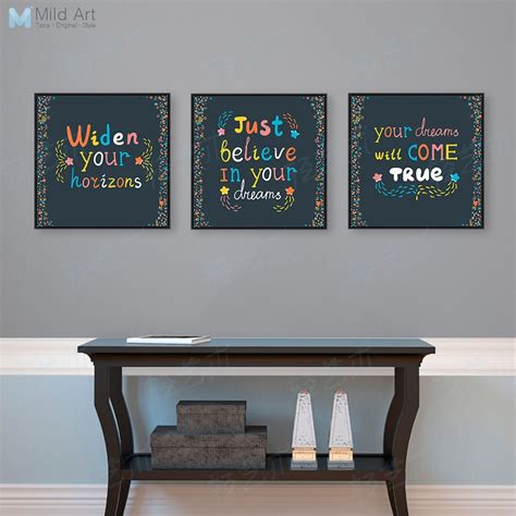 Triptych Modern Colorful Motivational Typography Life Quotes A4 Large 