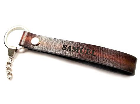 Brown Personalized Keychain Leather Mens Keychain Personalized Keychain