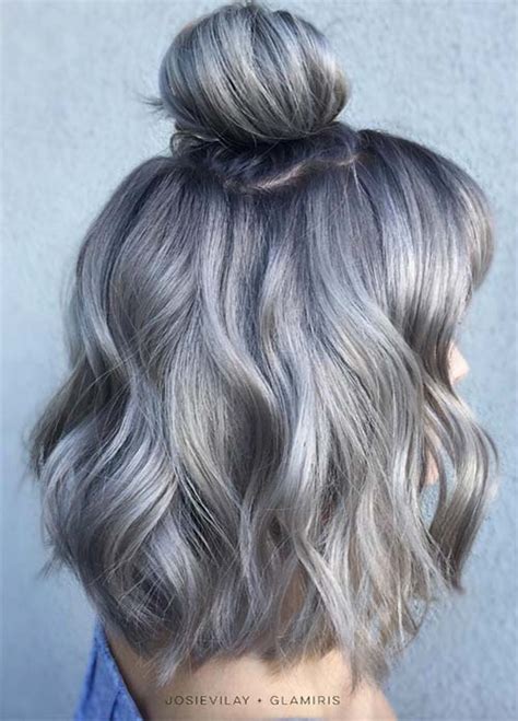 Medium length hairstyles gray hair. 85 Silver Hair Color Ideas and Tips for Dyeing ...
