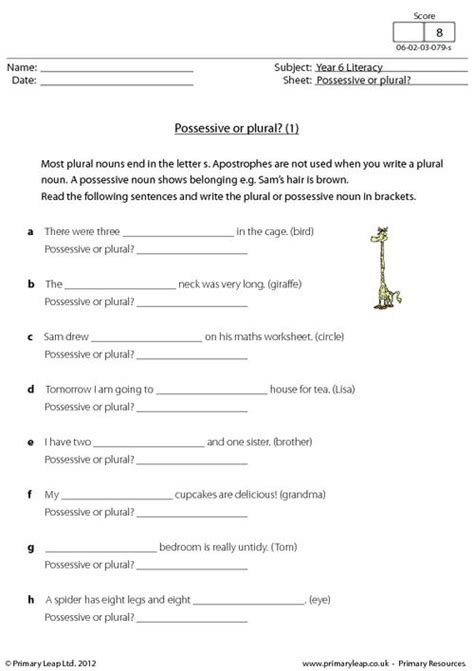 Possessive Versus Plural Worksheets