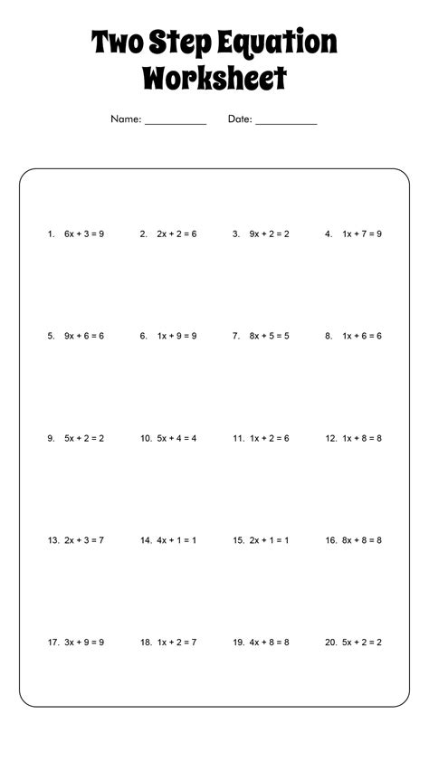 10 Best Images Of Solve Twostep Equations Printable Worksheet Twostep
