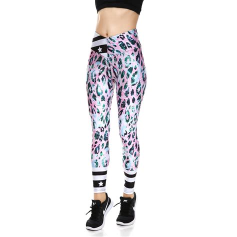 Pink Leopard Printed Fitness Yoga Leggings Dancing Pants Training Running Leggings Sports Gym