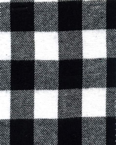 Buffalo Check Plaid Black And White Cotton Flannel Fabric