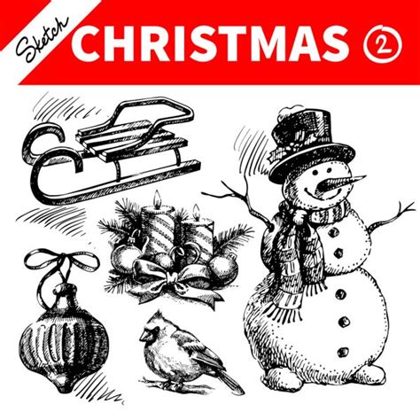 Hand Drawn Sketch Winter Christmas Set — Stock Vector © Pimonova 56711689