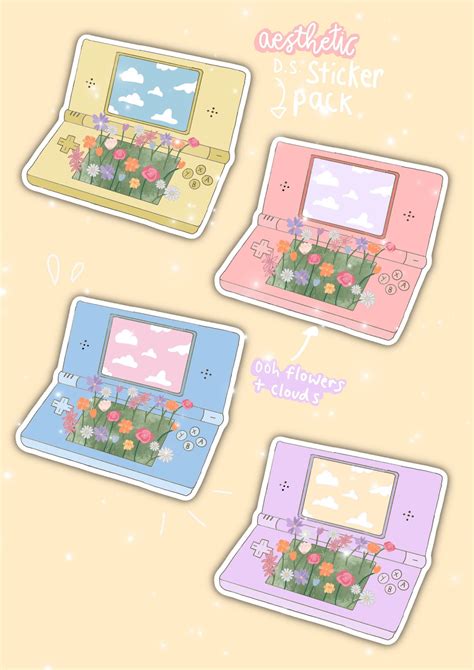 Aesthetic Ds Sticker Pack Nintendo Stickers Flower Etsy