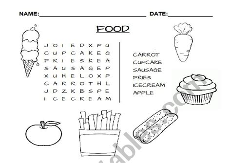 Food Word Search Esl Worksheet By Vebarreto
