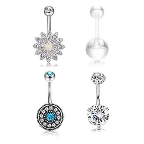 Set Of 4 Cz Belly Button Rings Kreative Kreations