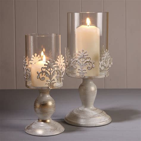 Pillar Candle Dome Glass Candle Holder Set Of Two Large Glass
