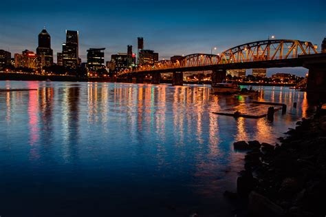 Portland Skyline At Night Dave Wilson Photography