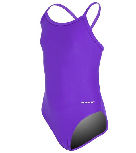 Sporti Solid Thin Strap One Piece Swimsuit Youth At