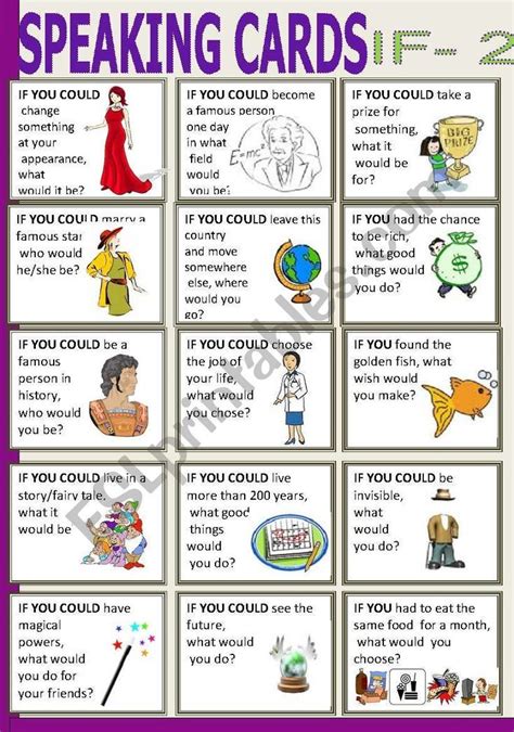 SPEAKING CARDS If ESL Worksheet By Donapeter English Language Learning Activities