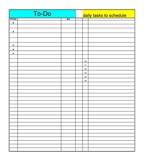 Daily Task List Template Printable
