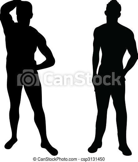 vector clipart of 2 sexy men silhouettes on white background editable vector csp3131450