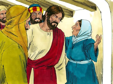 FreeBibleimages :: Jesus delivers and heals in Capernaum :: Jesus delivers a demon possessed man 