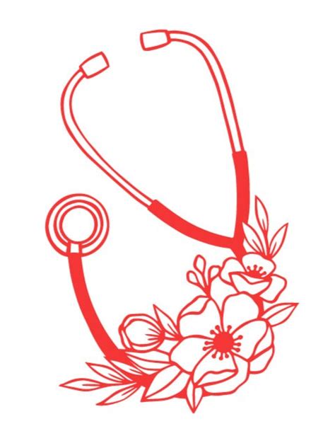Flower Stethoscope Decalsticker Etsy