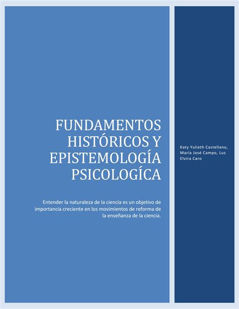 Fundamentos Hist Ricos Y Epistemolog A Psicolog Ca By Luz Elvira Caro
