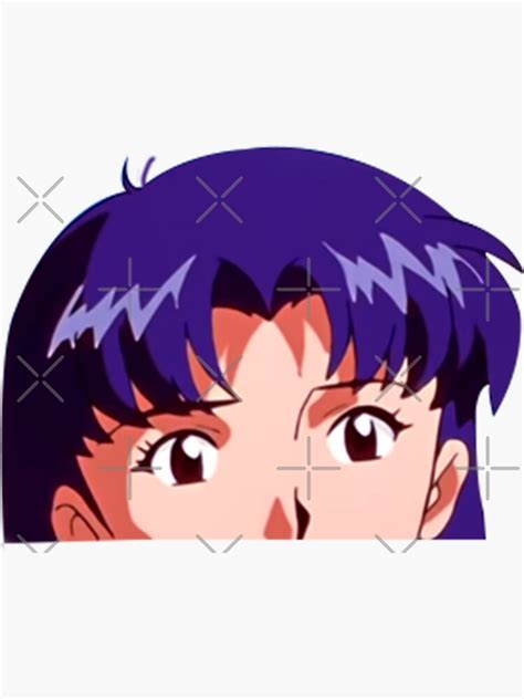 Misato Katsuragi Evangelion Cool Anime Peeker ~2 Sticker For Sale