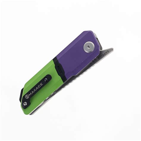 Maxace Capsule Pocket Knife Cerakote Purplegreentitanium Handle M390