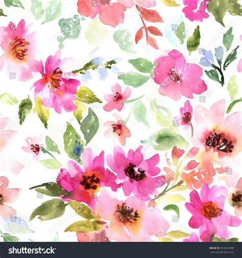 Looking for the best wallpapers? Watercolor Floral Pattern. Seamless Pattern With Purple ...