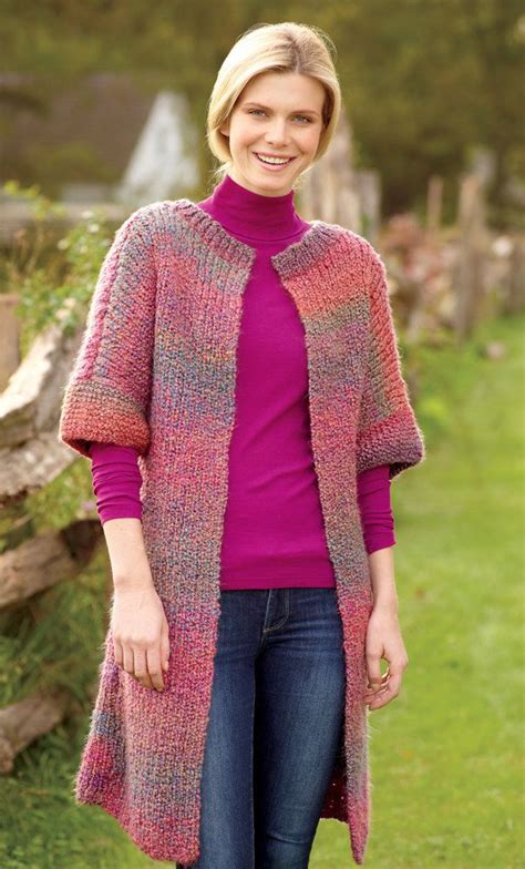 Long And Lean Jacket In Lion Brand Homespun 70640b Knitting Patterns