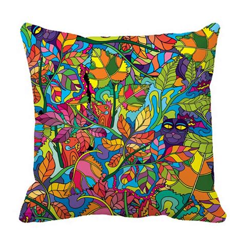 Phfzk Floral Colorful Pillow Case Psychedelic Jungle Forest Pillowcase