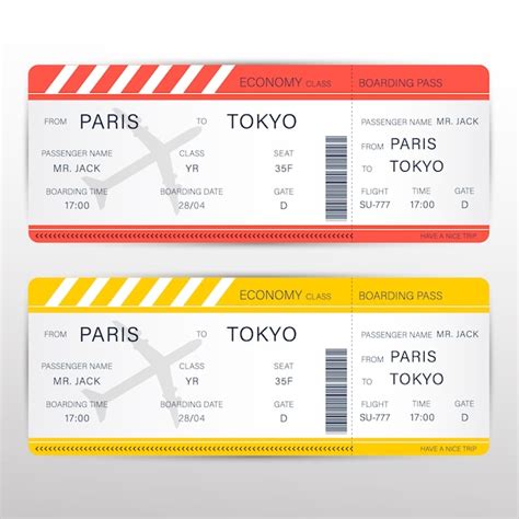 Premium Vector Airline Boarding Pass Ticket For Traveling By Plane Illustration