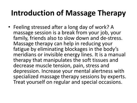 Ppt Massage Therapy Can Do Much More Than Just Relaxing Downtown Toronto Powerpoint